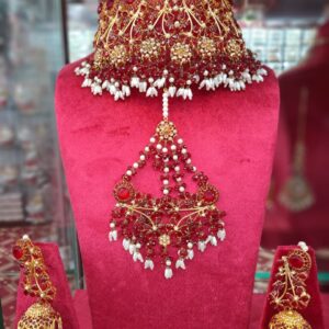 Royal Ruby Kundan Choker Set with Jhumkas